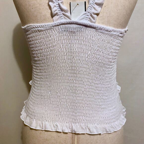 Crave Fame NWT White Smocked Sleeveless Top Juniors L - Picture 8 of 11